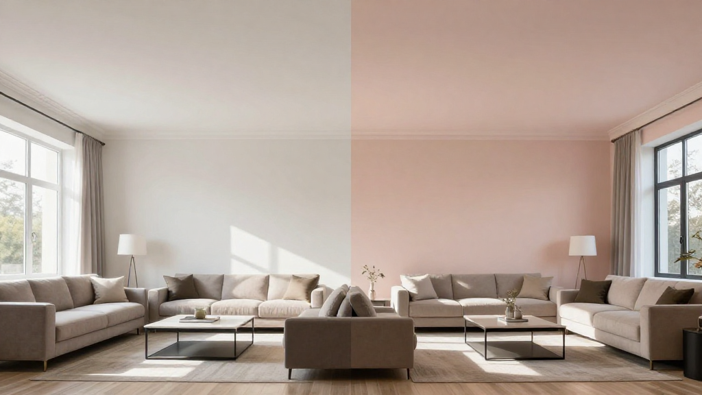 comparison of white ceiling and soft colored ceiling in living rooms