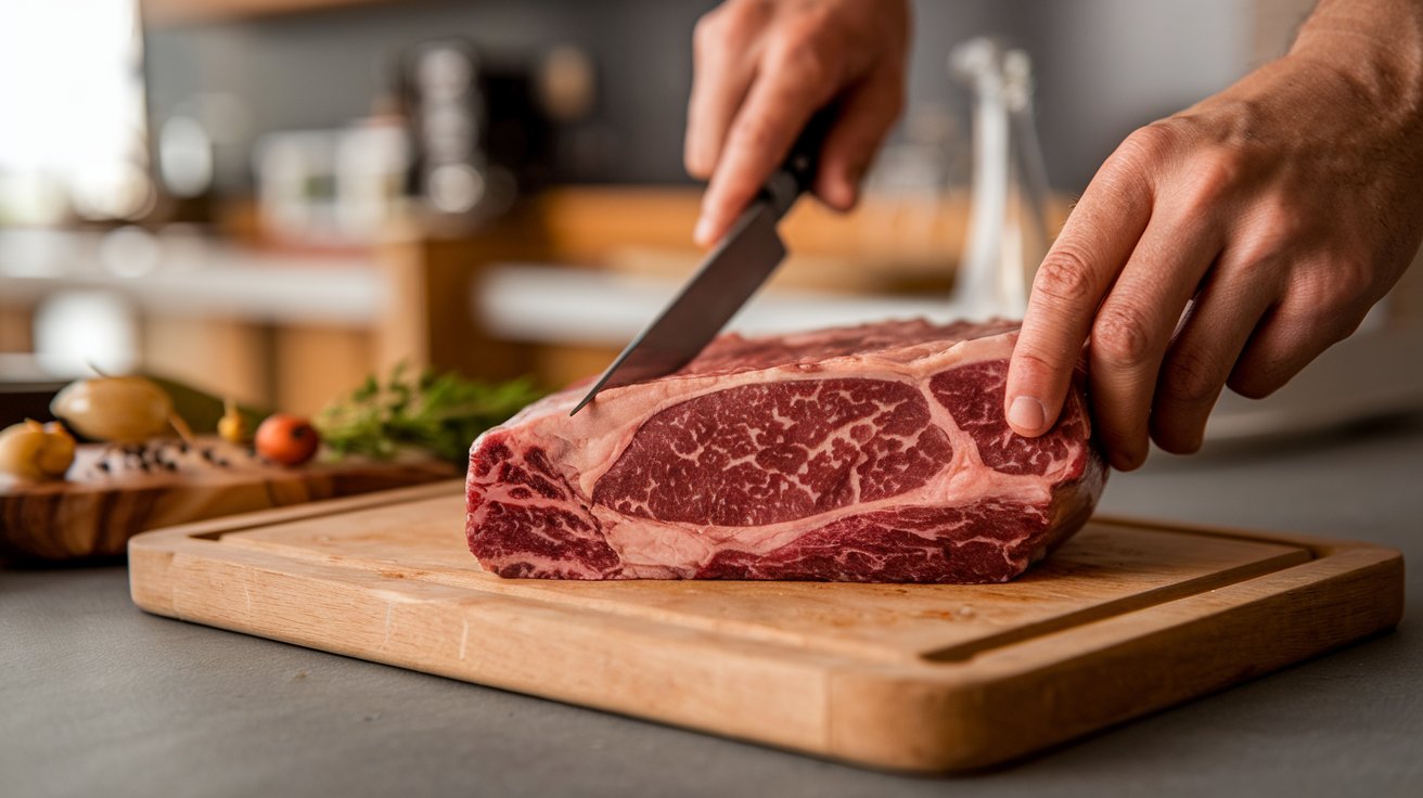 Comparison of well-marbled and lean chuck eye steak