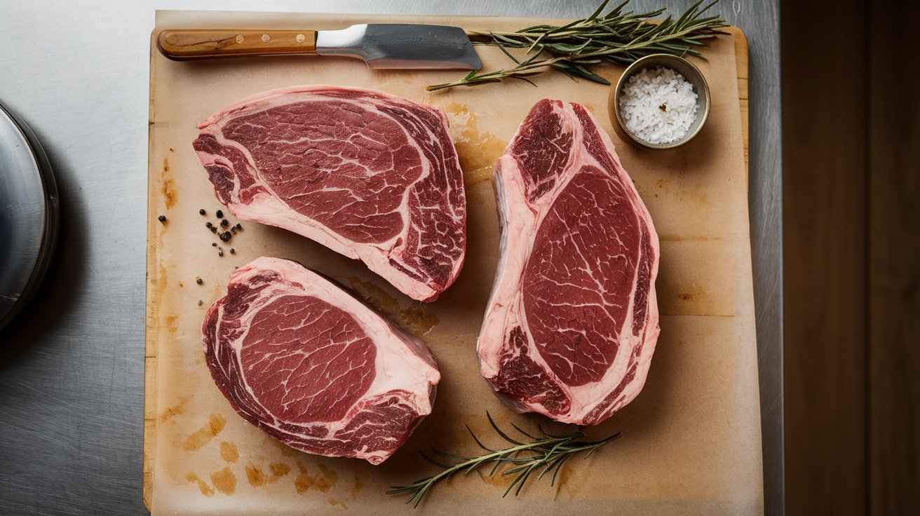 Raw chuck eye steak showing marbling and thickness