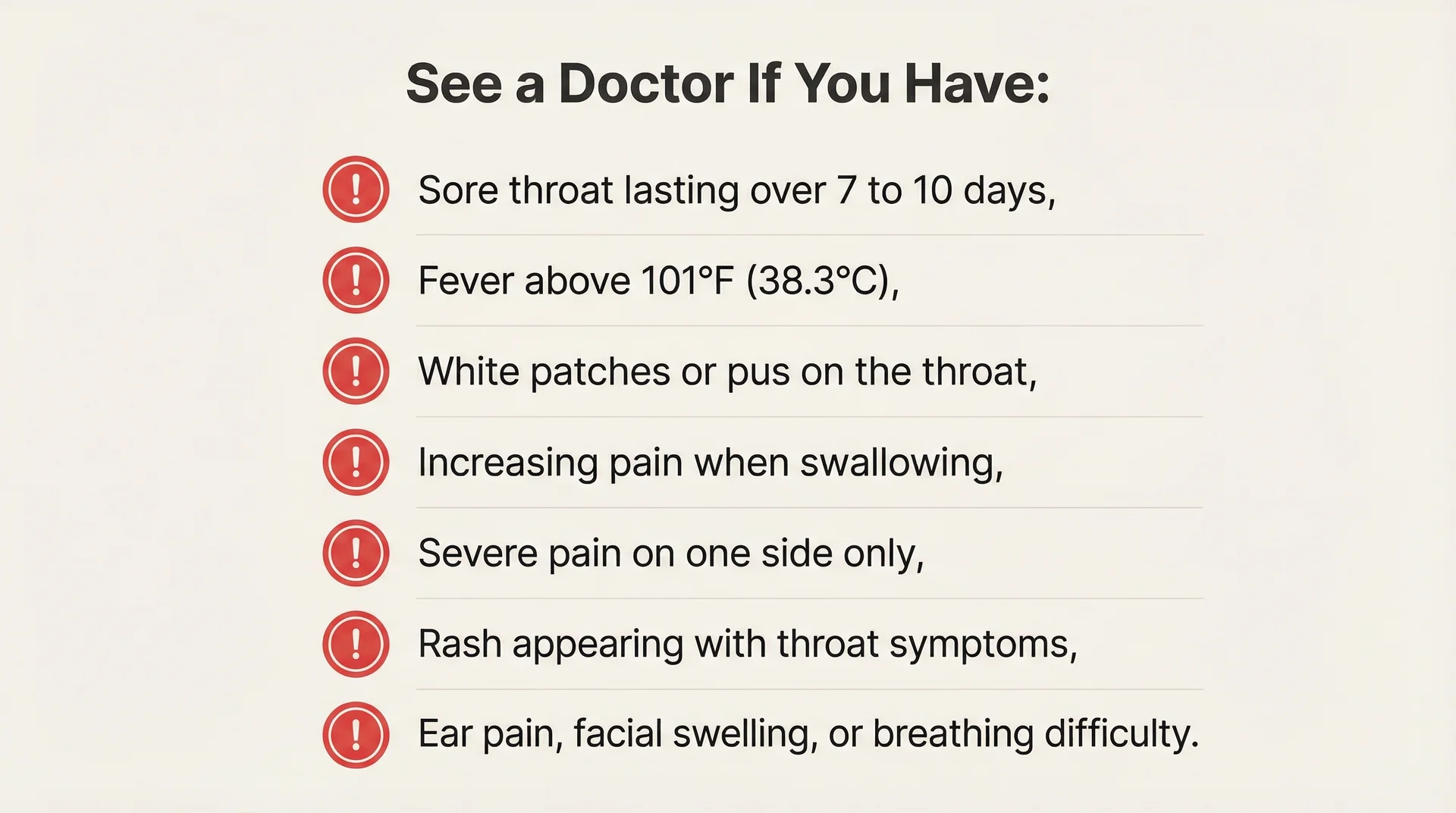 Warning checklist of seven signs you should see a doctor for a sore throat instead of home remedies