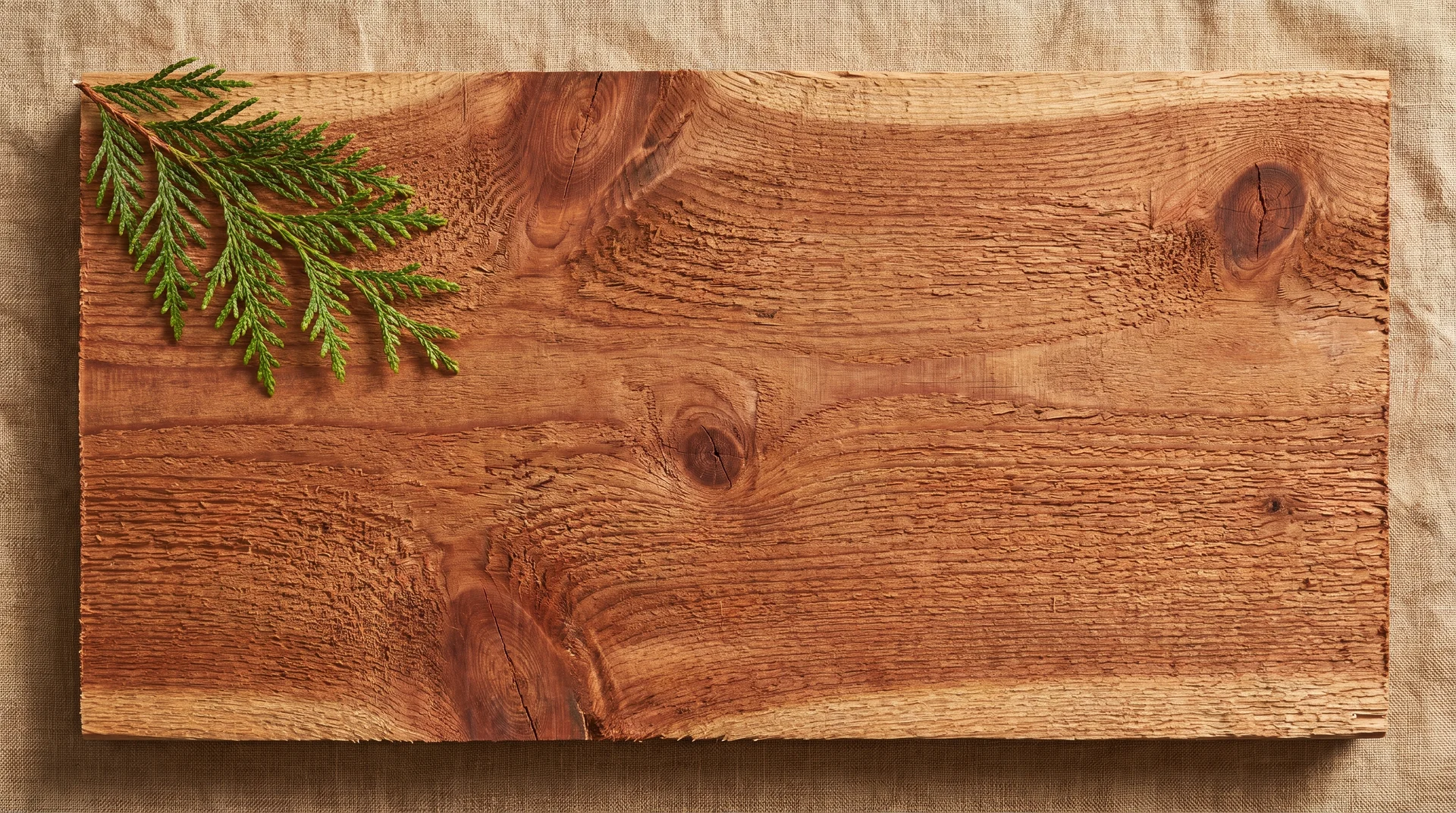 Close-up of western red cedar board showing natural grain texture and warm reddish-brown tone

