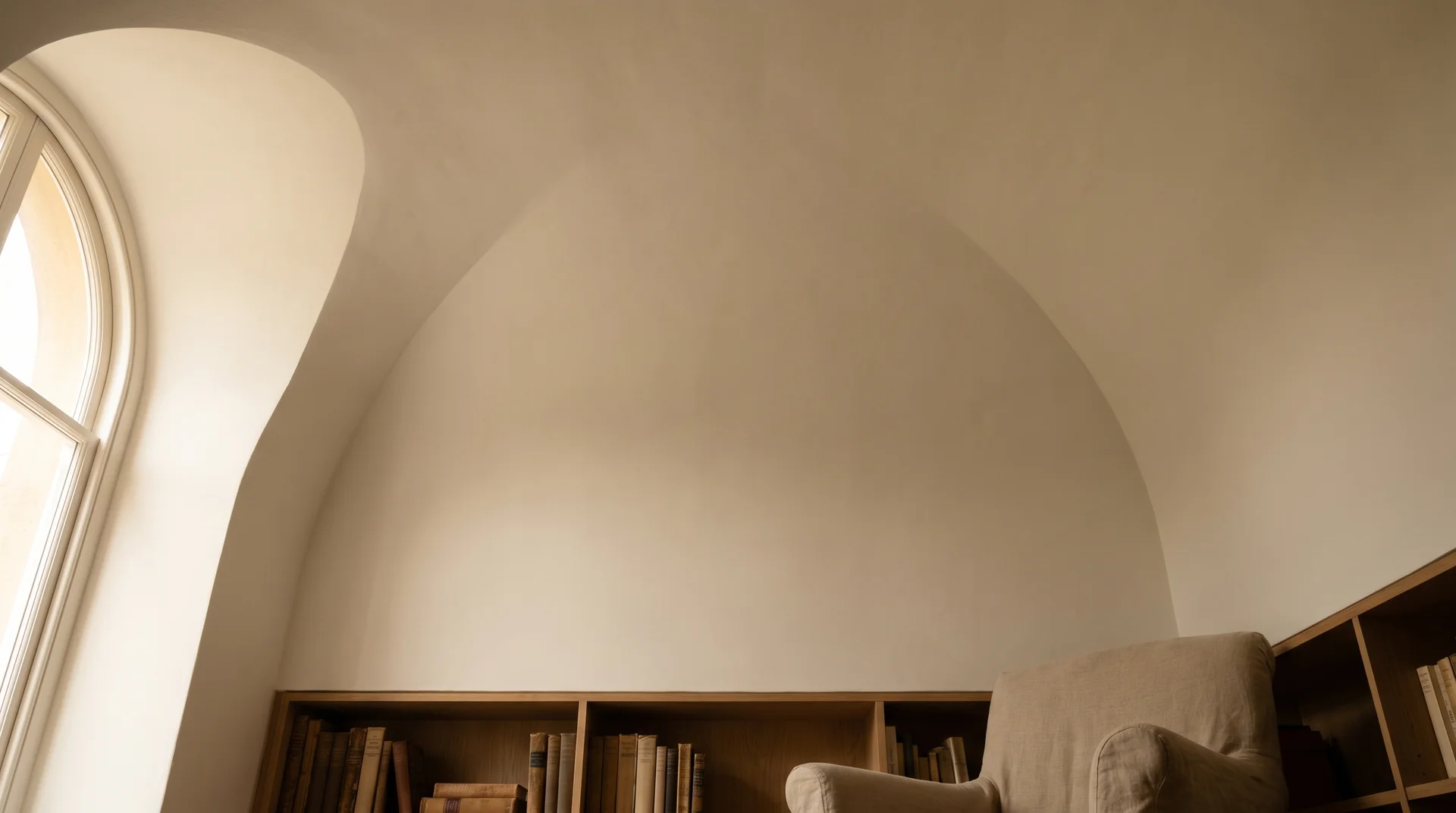 Snowbound SW 7004 in flat finish on ceiling and upper walls creating a soft, continuous envelope effect in a warm interior room.