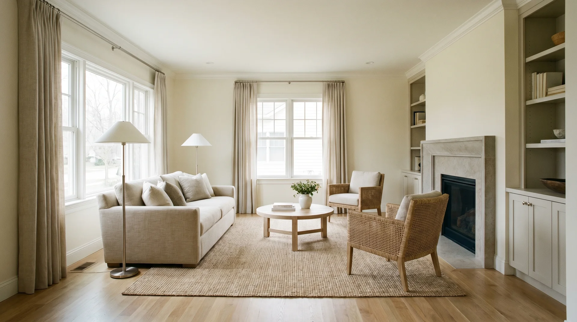 Alabaster walls maintaining warmth in a north-facing room