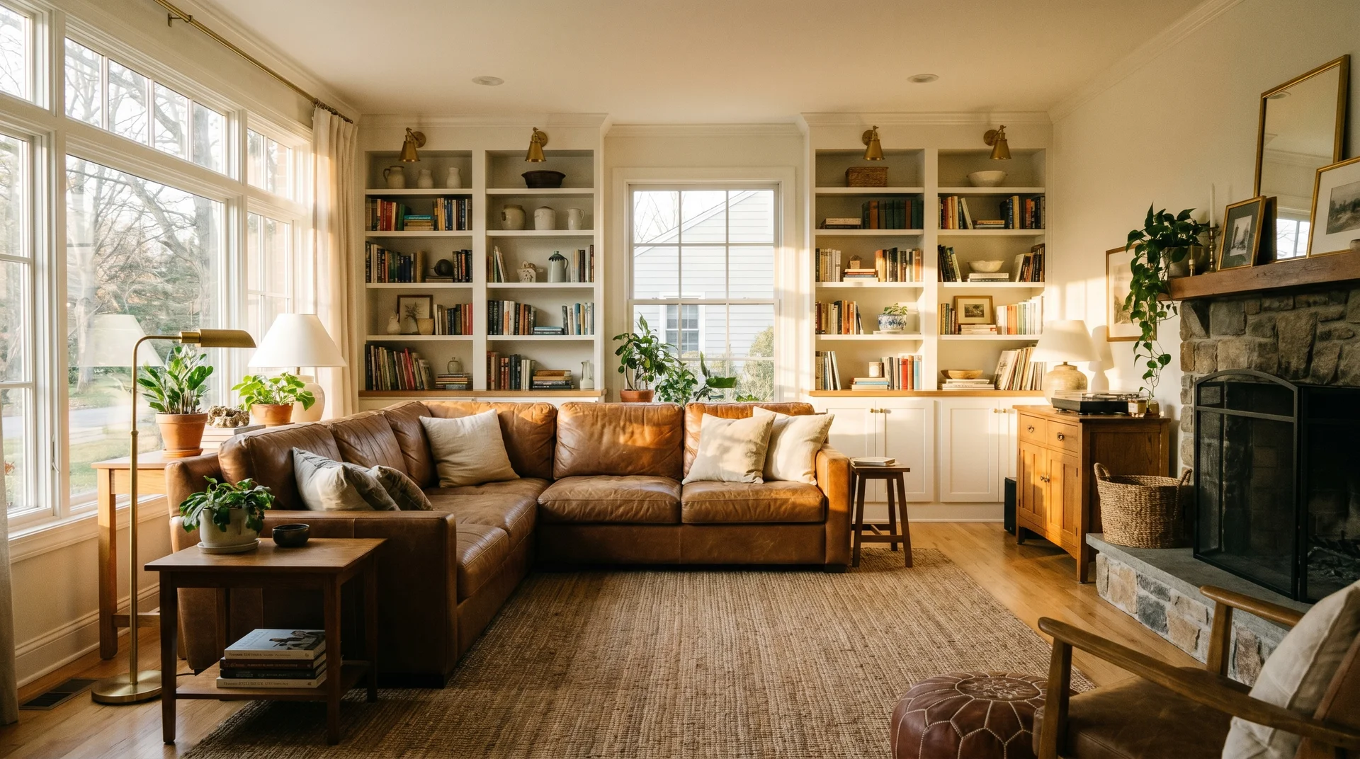 Swiss Coffee paint in a bright south-facing rooom